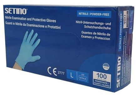 SETINO 500 Guanti in nitrile BLU senza polvere - gr 3.5-500 PZ - VARIE TAGLIE OFFERTA - ALIMENTI USO ESTETICO E PER TATUAGGI (M)
