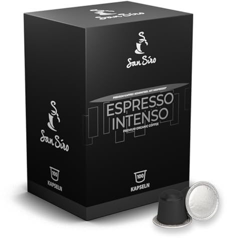 San Siro Bio Premium Kapselkaffee ESPRESSO INTENSO - 100 Kapseln - Recyclebare Aluminium Kapseln - Vegane Kaffeekapseln für Nespresso - und SanSiro Smart Kapselmaschinen
