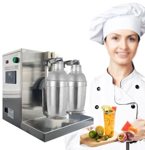 SCHYWL Máquina automática de coctelera de té con Leche Máquina agitadora de té con Leche eléctrica de Doble Cabezal de 360 ° Mezclador de Bebidas de 350 ml-700 ml para té de Burbujas Boba Jugo