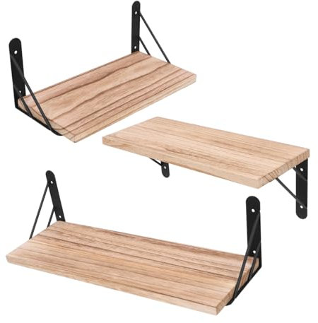 RORPOIR Holzregal Schwebendes Wandregal Aus Robustem Holz Für Wandmontage Im Wohnzimmer Oder Schlafzimmer Als Dekoratives Regal Zur Aufbewahrung