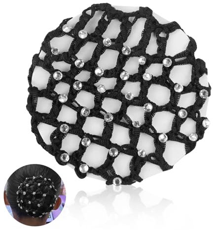 Haarnetz Dutt Mit Kristall - Stoff Knotennetz Für Turnier Frisur Fixieren, Sportgymnastik, Ballett, Reiten, Krankenschwestern - Schwarz Duttnetz Für Mädchen Und Frauen