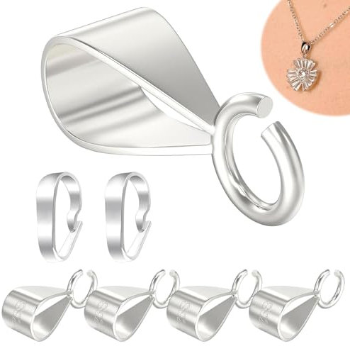 5 Pezzi Cierres Deslizantes de Plata de Ley 925 Y 2 Piezas Plata Boca Presillas,Cierres de Plata de Ley 925,Para Colgantes de Collares,Para Hacer Joyas,Pendientes Con Lazo Abierto