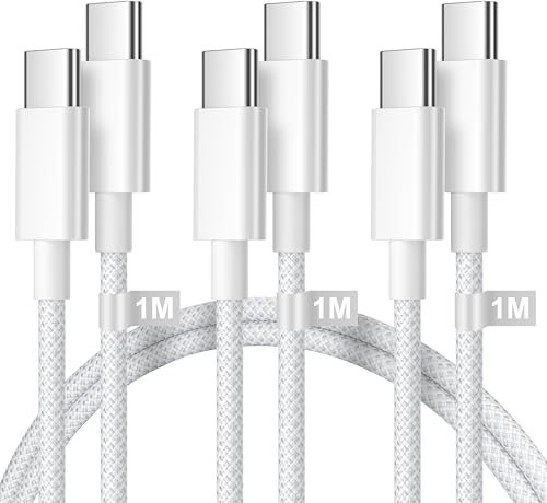 USB C to USB C Charger Cable 1M 3Pack,60W iPhone 15 16 Charger Cable USB C Cable for iPhone 16/15 Pro/15 Pro Max/15 Plus,Macbook,iPad,Type C Charger Cable Fast Charging Cable Type C to C Charger Cable