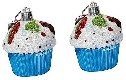 Amosfun 6stücke Hängende Cupcake-Ornamente Weihnachtsbaum-Dekoration Party-Accessoires Blau Für Feiertage Und Veranstaltungen