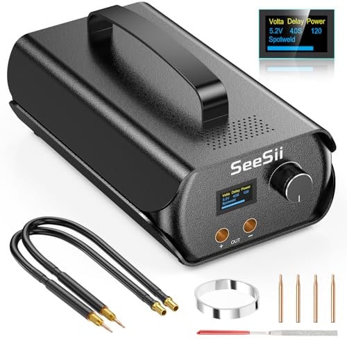 Seesii Capacitor Spot Welder 3000F 120 Gear: Portable Spot Welder for Lithium Battery with Welding Nickel Sheets 0.1-0.3mm, Iron,Stainless Steel Sheets,Auto/Manual Mode for DIY Battery Packs (SE202)