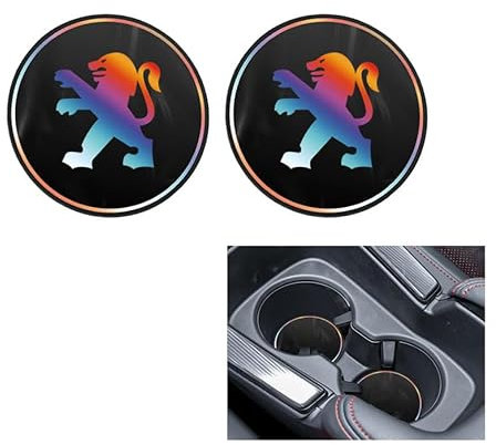 VTANOK 2Pièces Voiture Dessous Verre, pour Peugeot 508 RXH 2014-2018 Mode Auto Console Antidérapant Porte-Gobelets sous-Verres décoration Accessoires