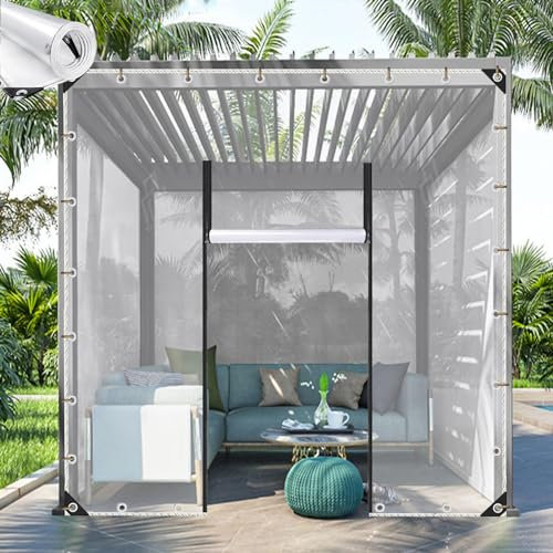 Clear Waterproof Tarpaulin Cover with Zips for Garden Gazebo Pergola Customizable Size 4x2.7m Outdoor Rain Curtains