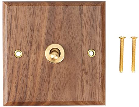 Pylorixz Enchufe de Interruptor de Luz de Estilo Industrial Americano Retro, Placa de Interruptor de Palanca de LatóN de Madera Maciza, Interruptor de Estancia en Casa Antiguo (1)