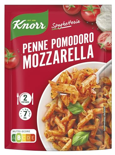 Knorr Spaghetteria Penne Pomodoro Mozzarella Nudel-Fertiggericht, leckeres Nudelgericht 2 Portionen