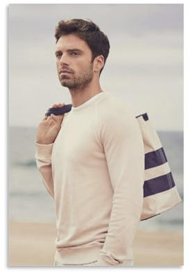 Sebastian Stan 98 Poster auf Leinwand, Wandkunst, Wohnzimmer, Promi-Poster, ungerahmt, 50 x 75 cm