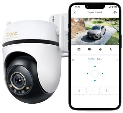 Tapo C530WS 360° Überwachungskamera Außen, 3K 5MP, Starlight Farbe Nachtsicht, KI-Erkennung, Bewegungsverfolgung, WLAN oder Ethernet, microSD-Karte bis zu 512 GB