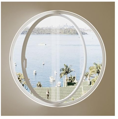 Ventana Ventanas correderas Ventanas redondas empotradas para casas móviles y sótanos, ventanas de ventilación giratorias de 360° 40 50 60 70 80 90 100 cm, ventana grande para cobertizo(White,26in/66c