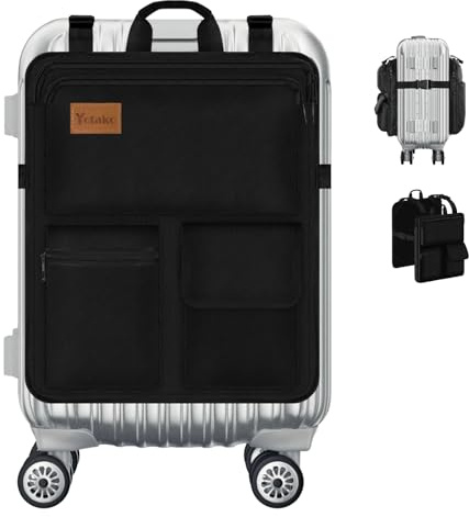 Yotako Over Luggage Organizer for Suitcase or Carry On Bag with 7 Storage Pockets-16” Laptop Sleeve with Handle and Adjustable Straps, Fits 20-30” Suitcase Travel Accessories Bag (Black) | 7 Storage Pockets-16” Laptop Sleeve with Handle and Adjustable Straps, Fits 20-30” Suitcase Travel Accessories Bag (Black)