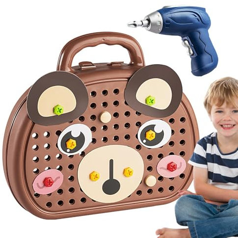 Genérico Juego De Herramientas para Niños, Caja De Herramientas Infantil con Taladro Eléctrico Y Tornillos, Juguete Preescolar para Niñas Y Niños De 3+ Años