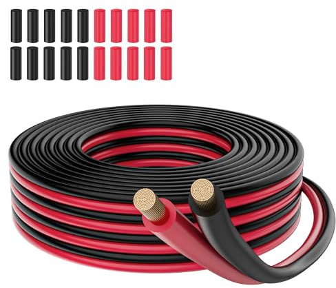 Cable de calibre 8 con 2 conductores de 15 pies, cable eléctrico de cobre libre de oxígeno 8/2 AWG, amplificador de audio para automóvil y cable de tierra con batería, automóvil, altavoz, remolque, 20
