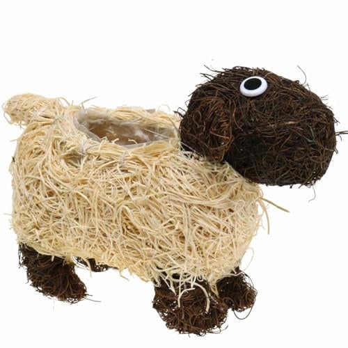 Viana Pflanztopf Schaf Deko Osterdeko Rebe Braun Gebleicht 35×14cm H26cm