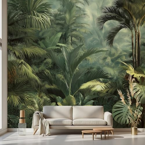 Kioldoq Tree Jungle Wallpaper 200x140 cm, Palm Botanical Wall Mural Deco, Tropical Plant Non-Woven Wallpaper for Living Room - Home Decoration Bedroom Kitchen Wall Paper