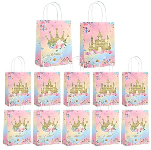 12 Stück Prinzessins Party Papiertüten, für Mädchen Kindergeburtstag