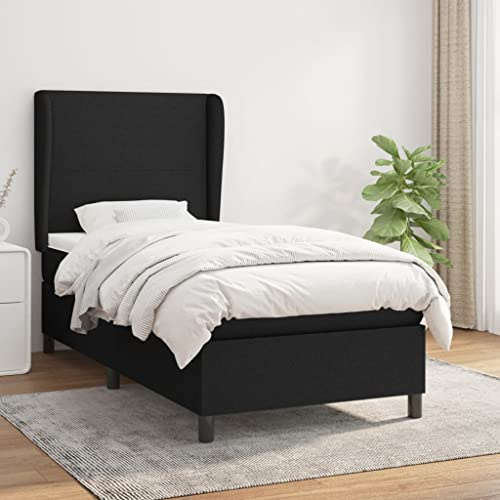 Mimdixy Schwebebett Modern Doppelbett Bett,Boxspringbett mit Matratze Schwarz 80x200 cm Stoff,Tagesbett Für Gästezimmer,Schlafzimmer,Kann Schnell Installiert Werden