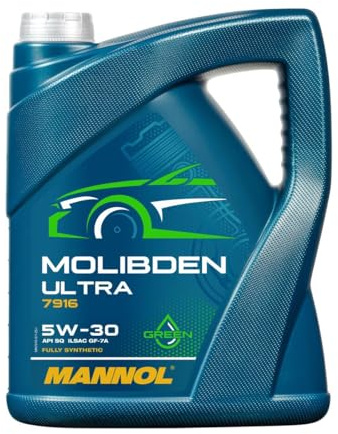 MANNOL 7916 Molibden Ultra 5W-30 Motoröl für Benzin & Dieselmotoren, 5L | Synthetisches Motorenöl mit Molybdän-Additiv, ACEA C2/C3, API SQ, für Turbo- und GDI-Motoren, hoher Verschleißschutz
