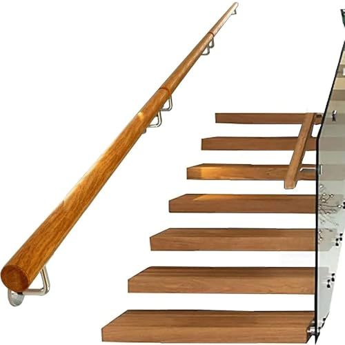 Pasamanos De Escalera De Madera, Barandilla Para Escaleras De Pared, Barra De Apoyo Para Escalones Interior Y Exterior, Soporte De Seguridad Mayores(120cm/4ft)