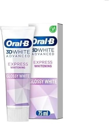 Oral-B 3D White Advanced Express Whitening Toothpaste, Glossy White Formula for Surface Stain Removal and Brighter Smile, 75 ml Whitening toothpaste PACK OF 6
