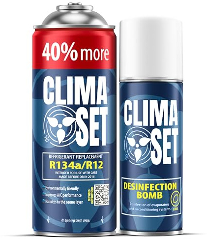ClimaSet - Kit Ricarica Gas R134a XL Per Climatizzatore Auto E Detergente Con Profumo Di Lime - 235 G