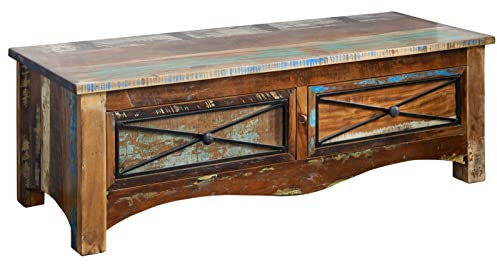 MASSIVMOEBEL24.DE Garderoben Bank #110 Nature of Spirit 12x45cm Indisches Altholz