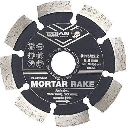 TROJAN Platinum Professional Contractor Mortar Raking Diamond Blade/Diamond Disc - 115mm 4.5/6.0mm Width