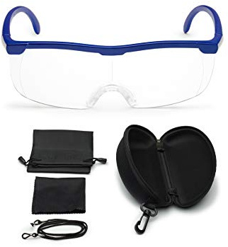 FALINGO Lupenbrille Vergrößerungsbrille Leselupe Lupe auf der Nase optische Vergrößerung auf 200% inkl. Hardcase und Zubehör (Blau)