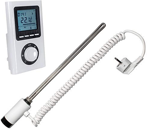 Schulte 7054600 Heizstab 5, 600 Watt mit Fernsteuerung und viele Funktionen, Spiralkabel, Schutzart IPx5 und IP30