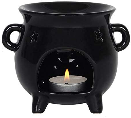 Black Cauldron Shaped Oil Burner 10x12.5x12.5cm