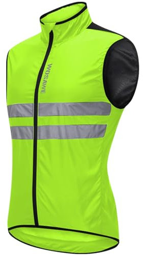WOSAWE Homme Gilet de Cyclisme Ultraléger Respirant Veste sans Manches de Vélo Coupe-Vent avec Haute Visibilité (BL205 Vert L)