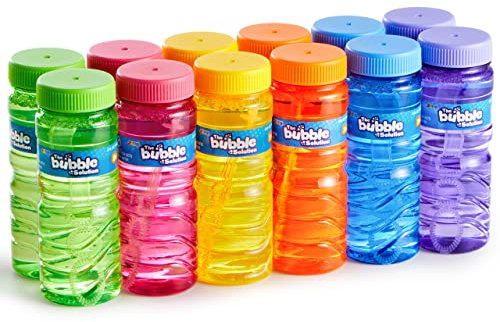 JOYIN 12 Pack Seifenblasen-Stab (4oz/118ml Seifenblasen-Lösung), Seifenblasen-Flaschen, Seifenblasen Party Favors für Kinder, 6 Farben große Seifenblasen Kit, Sommer Kleinkind Outdoor-Spielzeug