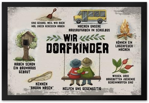trendaffe Wir Dorfkinder Fußmatte XL mit Retro Motiv