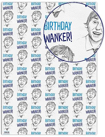 Brainbox Candy - 4 Bögen lustiges, unhöfliches Geschenkpapier W*nker – Jay Inbetweeners beleidigendes Geschenkpapier für Teenager, Ihn, Sie, Männer, Frauen – gefaltet, hochwertige Verpackung