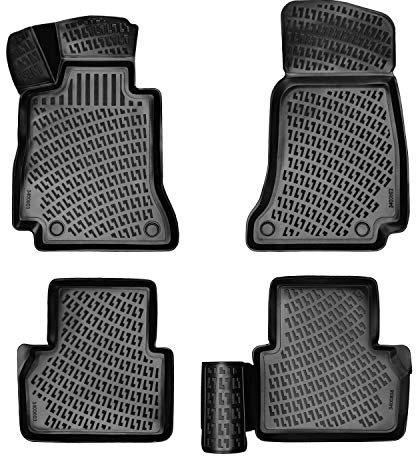 Rizline Passgenau 3D Fussmatten Auto Kompatibel mit Dacia Duster 4x4 1.Gen 2010-2017 Auto Zubehör 1. Und 2. Reihe Gummimatten Autos TPE Allwetter Geruchlos rutschfest Vorne und Hinten Schwarz
