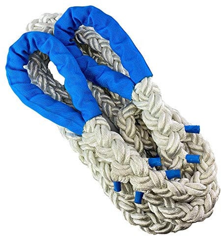 RopeServices UK 40mm White Nylon Kinetic 30 Tonne Recovery Tow Rope 4x4 Heavy Duty 8 Metres