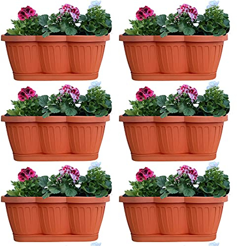 6 Blumenkästen 40cm mit Wasserspeicher Terracotta