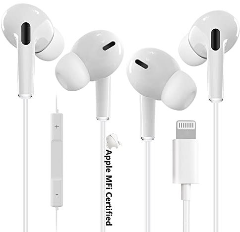 Tech Sense Lab (2 Stück) In-Ear-Kopfhörer für iPhone, HiFi-Stereo, kabelgebunden, mit Mikrofon und Lautstärkeregler, für iPhone 13/13Pro/13 Pro Max/12 Mini/12/SE/11/XS/X/XR/8/7Plus