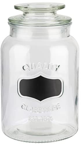 APS Vorratsglas mit Beschriftungsfeld – Hochwertiger Glasbehälter zur Aufbewahrung mit 1,2 Liter Fassungsvermögen – Ihre Ware bleibt frisch durch den Glasdeckel mit Dichtung, Aufbewahrungsbehälter