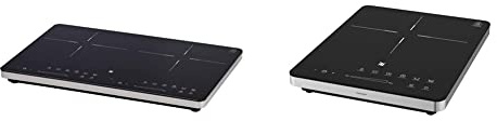 WMF Kult X Doppel- Induktionskochfeld, 2 Kochzonen, 3500 W & Kult X Einzel- Induktionskochfeld, Kochplatte bis 28 cm, 1 Kochfeld, 8 Stufen, Topferkennung, Touch-Display, Glaskeramik, 2100 W