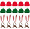 20pcs Mini Santa Hat Knitted Scarf Christmas Wine Bottle Decorations Lollipop Candy Cover Cap Silverware Holder Doll Making Supplies for Xmas Party Favors
