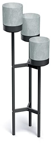 Kreher XL Blumenständer Blumenampel Pflanzpyramide Bloomie mit 3 Töpfen aus Kunststoff in Beton Optik und Gestell in Schwarz. Schickes, industrielles Wohndesign!