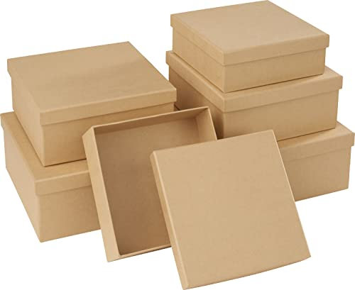 VBS Quadratschachteln aus Karton, naturfarben, 6er-Set