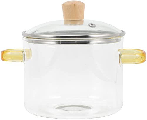 GANAZONO Casseruola Borosilicato 1. Pentola Cucina in 6 Litri Pentola per Cottura a Lento con Coperchio E Manico per Latte Zuppa Cereali