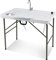COSTWAY Table de Pêche avec 2 Éviers Robinet Rotatif 360°, Table Pliante Portable pour Nettoyage de Poisson en Acier&HDPE Ultra-Léger, pour Jardin Camping Pique-Nique Pêche Charge 150KG