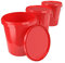3 cubos con tapa, 16 litros, color rojo, aptos para alimentos, herméticos y estables, cubos vacíos con asa y tapa para alimentos, productos químicos y paredes, para detergentes en polvo