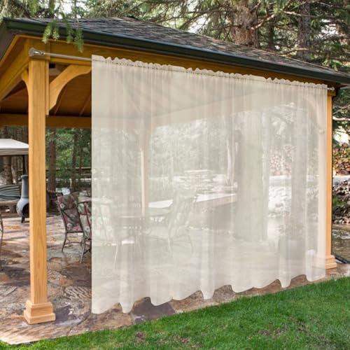 SpaceDresser wasserdichte, durchsichtige Vorhänge für den Außenbereich, 2 Paneele mit Stangentaschen, für den Innenbereich, Voile, durchscheinender Vorhang für Wohnzimmer, 254 x 244 cm,