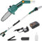 Élagueur sur Perche sans Fil, Perches Élagueuses, Tube d'extension, 20 V 2,5 Ah Li-Ion, Tête Inclinable à 30°, Lame de 24 cm, Vitesse de Chaîne 5 m/s, Poignée Réglable à 180°, Tige en Aluminium, Léger